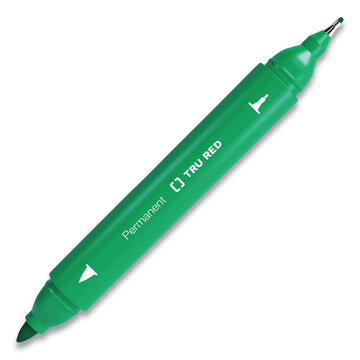 TRU RED™ Permanent Marker, Pen-style Twin-tip, Extra-fine-fine Bullet-needle Tips, Green, Dozen freeshipping - TVN Wholesale